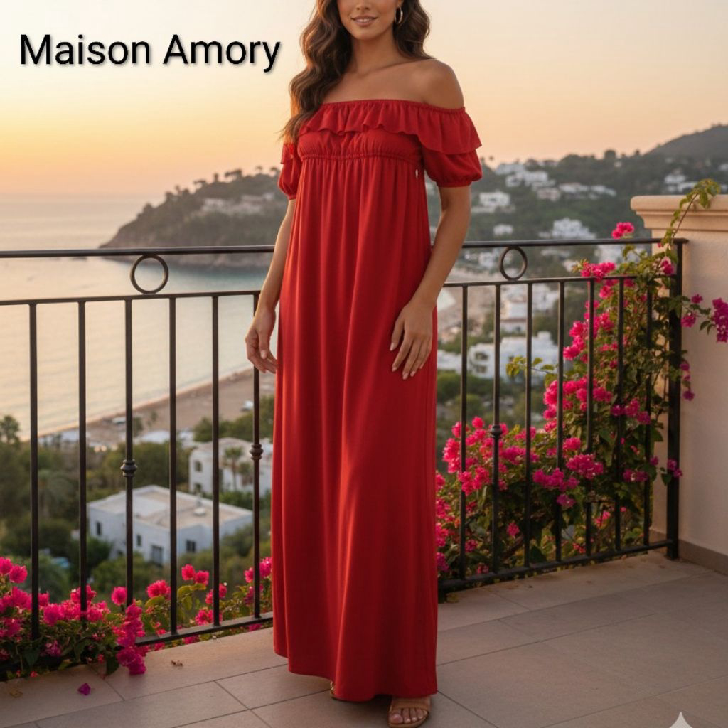 Nwt Maison Amory Anthropologie Crimson Gown Maxi Dress S Puff Sleeves Babydoll